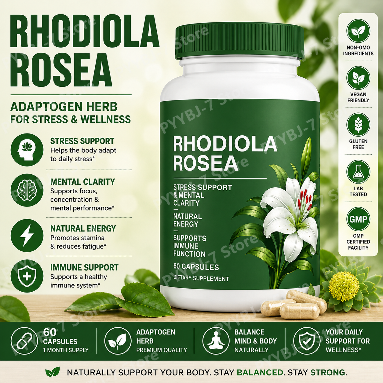 Rhodiola Rosea Capsules 500mg, – обзор и цена Herbal Wellness For You